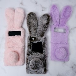 뉴욕마켓 z플립5 풀커버 털 토끼 뽀송뽀송 따뜻한 거치대 휴대폰 케이스