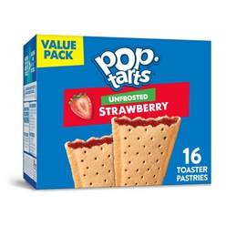 Pop-Tarts Toaster Pastries Unfrosted Strawberry 팝 타르트 토스터 페이스트리 아침식사용(16개입) 768g