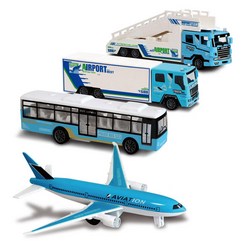 드림공항4종세트 비행기+버스+트럭+스텝카