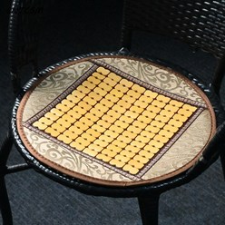 CNTCSM 여름 마작석 원형 방석 여름 사무용 의자 원형 캐주얼 의자 돗자리 대나무 매트 미끄럼 방지 둥근 의자 돗자리, 골드 원형 방석, 45*45cm(방석 지름 45cm)