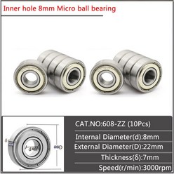 10 개/대 MR128 MR148 688 698 608 628ZZ RS 양면 철 시트 씰 작은 직경 볼 베어링 내경 8mm, [01] 10Pcs MR128ZZ