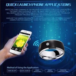미니 1인 의류관리기 TURELOVE 최신 패션 NFC 스마트 손가락 반지 지능형 착용 안드로이드 전화 장비 연결, 02 black-7