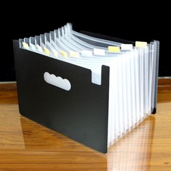 대용량 서류 악보 차트 도큐먼트 정리 분류 보관 폴더 아코디언 화일 A4 파일 철 가로형, 블랙, 1개