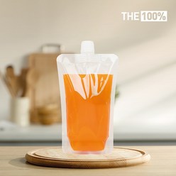 THE100% 스파우트 파우치 투명 음료파우치 쥬스팩 음료팩 300ml 15파이 50매, 50개