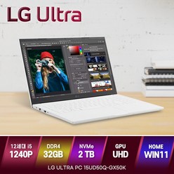 [가방/마우스 증정] LG 울트라PC 15UD50Q 2023년형 신모델 대체출고 13세대 인텔 i5 윈도우11, GX56K, WIN11 Home, 32GB, 2TB, 코어i5, 화이트