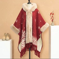 MOSAIRATION여성 겨울 망토 숄 따뜻한 소품 여성 데일리 상의 베이지 핑크 크리스마스 레드 여성 겨울 아이템