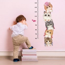 키 측정 스티커 키재기 유아 어린이 디자인 인테리어 육아 성장 기록, 기린과원숭이