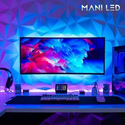 마니LED 홈데코 RGB 무드등 롱타입 100cm & 뮤직컨트롤러 모니터조명