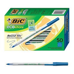 BIC Ecolutions 라운드 스틱 볼펜 펜 미디엄 포인트 (1.0mm) 블루 50개