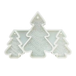 3-캐비티 크리스마스 트리 금형 열쇠고리 에폭시 수지 금형 DIY 열쇠고리 펜던트 주얼리 크리스마스 날 파티 선물, 하얀색