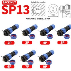 방수 커넥터 SP21 SP20 SP17 SP16 SP13 도킹 2P 3P 4P 5P 6P 7 12 핀 IP68 항공 패널 마운트 플러그 및 소켓, 52.SP13 BACK NUT - 5 Sets(Male