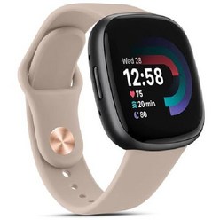 누리네 Fitbit Versa 4 밴드 / 3 Sense 2 밴드와 호환되는 Vancle 실리콘 클래식 소프트 스포츠 손목 여성용 교체 스트랩 남성용 (블랙 네이비 블루 그레이), 밀크 티