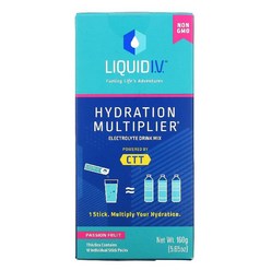 누리네 Liquid I.V. 수분 멀티플라이어 전해질 드링크 믹스 아사이베리 스틱팩 10개 각 16g(0.56oz) No.21140, 패션 프루트