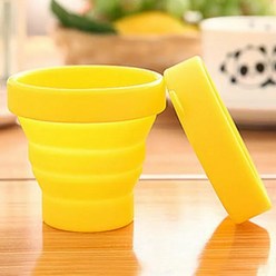 1Pc 170ml 휴대용 실리콘 개폐식 접는 컵 뚜껑 텔레스코픽 접을 수있는 마시는 컵 야외 여행 물 컵, 협력사, 노란색, 1개