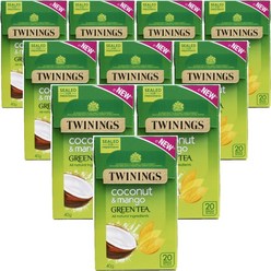 Twinings Green Tea Coconut Mango 트와이닝 코코넛망고향 녹차 티백 20개입 10팩, 0g, 1개