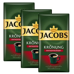 독일 야콥스 Jacobs Kronung Entkoffeiniert 크뢰늉 디카페인 그라운드 원두 커피 500g 3팩