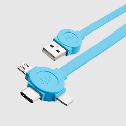 USB 3IN1 멀티 고속 충전 케이블 5핀 C타입 8핀 PC방, 화이트, 1개