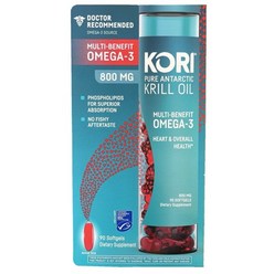 코리 퓨어 남극 크릴 오일 오메가 3 800mg 90정 Kori Pure Antarctic Krill Oil Multi-Benefit Omega-3, 1개