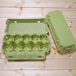 녹색 10구 계란판 (밀폐형) 종이 상자 란좌 난좌 계란박스 상자 에그 용기 케이스, 1세트
