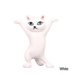 만화 고양이 펜 홀더 춤추는 고양이 손으로 만든 만화 매력적인 새끼 고양이 장난감 인형 장식 사무실 펜 홀더 그림 모델 아이 선물, 프랑스, white