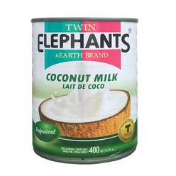 [태국] TWIN ELEPHANTS 코코넛 밀크 통조림 400ml / COCONUT MILK 커리 파스타 카레, 1캔