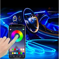 엠비언트 무드등 라이트 LED 라이트 자동차, 4채널 RGB+광섬유6M