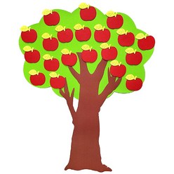 펠트 빨강 사과나무 대형 74x95cm (교실 유치원 환경 구성 공간꾸미기 소품)