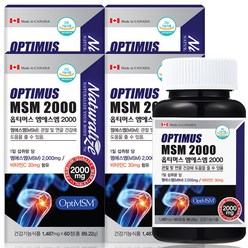 캐나다 옵티MSM 2000 OptiMSM MSM 엠에스엠, 60정, 4개