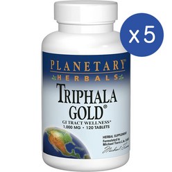 플랜터리 허벌 트리팔라 골드 1000mg 엑스트라 스트렝스 120정 Planetary Herbals Triphala Gold 1000mg Extra Strength, 5개
