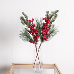 솔열매가지(픽) 44cm 크리스마스 포인 꽃 장식 소품, 단품, 1개