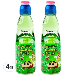 크레용신짱라무네 탄산음료 멜론, 200ml, 4개