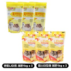 [초록끈] TAYSA 햄스터모래 레몬향 1kg 3매 + 벤토나이트 레몬향 1kg 3매, 6개