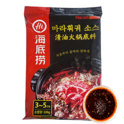 홍홍 중국식품 하이디라오 청유 훠궈 매운 홍탕 마라맛 샤브소스, 220g, 1개