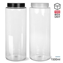 페트용기 팜스원형 1500ml 다용도 플라스틱 팜스용기, 1500ml 화이트캡 (100개), 1개