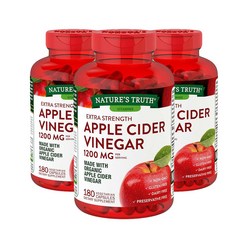 네이처스트루 엑스트라 스트랭스 애플 사이다 비니거 1200mg 180정 Nature's Truth Extra Strength Apple Cider Vinegar, 3개