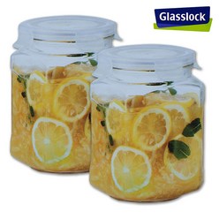 Glasslock 글라스락 밀폐용기 2000ml-2개(뚜껑랜덤) 사각캐니스터 유리병 저장용기, 2개