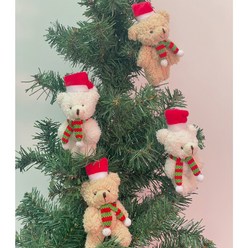 크리스마스 트리 장식품 산타 곰 15cm 4개, 베이지2개+브라운2개