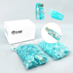 [R.FOINT] 알포인트 RF-C6RJ45-EZ CAT.6 RJ-45(100개)/락부트포함 관통형 이지커넥터, 혼합색상, 1개