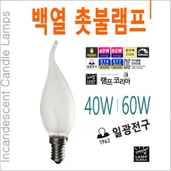 촛불램프 소형 미니전구 샹들리에전구 220V 40W 60W E14 E17, 40W (은은한 밝기), E17 (소켓지름 약 17mm), 투명유리, 1개