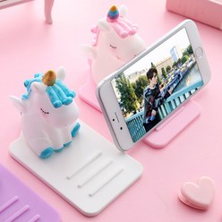리빙공감 유니콘 탁상용 핸드폰 거치대 2개, 핑크+블루, 1세트