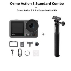 loftysol DJI-Osmo 액션 3 카메라 16m 방수 4K/120fps 및 슈퍼 와이드 FOV 듀얼 터치 스크린 오리지널, [03] Ski Combo, [04] with 256G SD card, 12.Ski Combo - with 256G SD ca