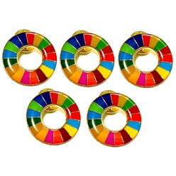 [유엔 본부 공식 최신 사양] SDGs 배지 25mm 금색 둥근 마무리 [5 개] sdgs 배치 핀 배치 SDGs 모자 가방에도 최적 귀여운 패스너 15 개 포함