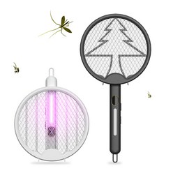 21세기트랜드 LED 접이식 포충모드 전기 모기채-1001, 블랙