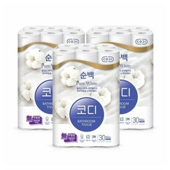 코디 순백 3겹 데코 30롤(25m)x3팩, 1box