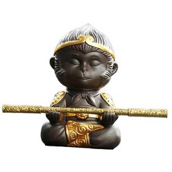 소형 원숭이 왕 입상 작은 원숭이 왕 동상 차 애완 동물 조각 홈 오피스 장식을위한 동물 조각, 스타일 A, 보라색 모래