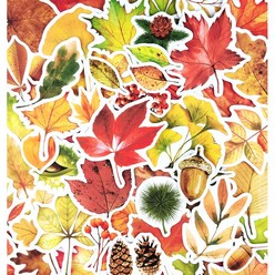가을 낙엽 다꾸 스티커 B형 세트 나뭇잎 나무 식물 다이어리 꾸미기, B형/55장(1세트)