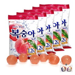 롯데 복숭아캔디(153g) x 5봉+자색옥춘사탕 20g 세트, 1세트