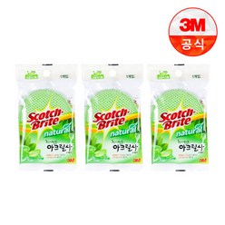 [3M]아크릴사 천연펄프 수세미 1입(일반세척용) 3개세트, 단품