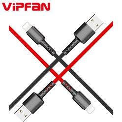 VIPFAN X2 USB To 8핀 게임기 아이폰 핸드폰 에어팟 고속충전 케이블 1.2m, 1.2m 블랙, 1개