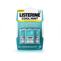 리스테린 포켓 스트립 3개입 4팩 쿨 민트 Listerine Cool Mint Pocketpaks Breath Strips Kills Bad Breath, 4개